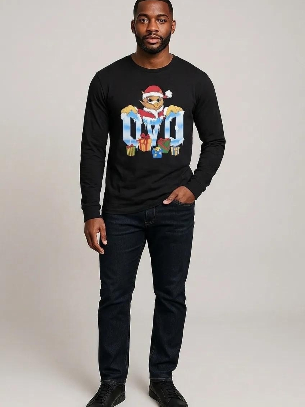 OVO Black Long Sleeve Owl Graphic T-Shirt